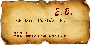 Eckstein Boglárka névjegykártya